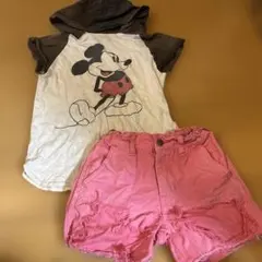 ミッキーマウス Tシャツ & ピンクショートパンツ セット 120cm