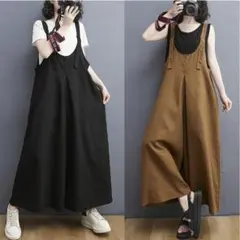 大きいサイズ レディース オーバーオール　サロペット　パンツ 新品 　カーキ