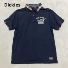 Dickies ポロシャツ　ネイビー　チェック柄　　サイズL