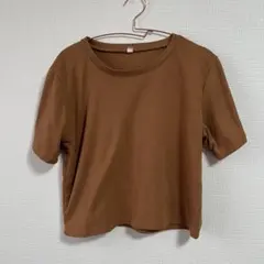 半袖 Tシャツ ショート丈 ブラウン シンプル