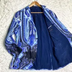 良品✨ETRO テーラード ペイズリー 麻100% 派手 XXL 青 イタリアのサムネイル