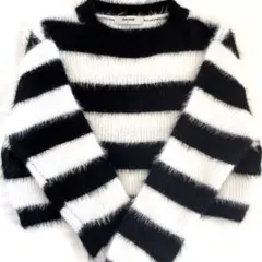 新品同様　8seconds ストライプクロップドニット