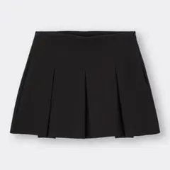 ローウエストプリーツミニスカート M ブラック
