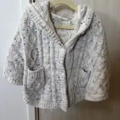 ジェラートピケ フード付きベビーポンチョ XXS ホワイト系