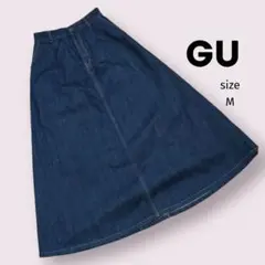 美品✨【GU】ダークデニム フレアスカート 両サイド ポケット付き