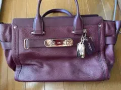 Coach バーガンディ レザー ハンドバッグ