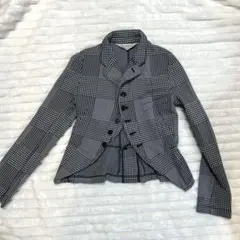 コムデギャルソン　春　ジャケット スプリングジャケット S 千鳥格子　グレー　黒のサムネイル