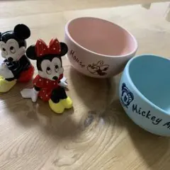 ミッキー ミニー 陶器 フィギュアとボウルセット 茶碗 ディズニー