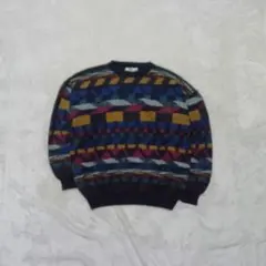 90's vintage ニットセーター 幾何学模様 マルチカラー イタリア製