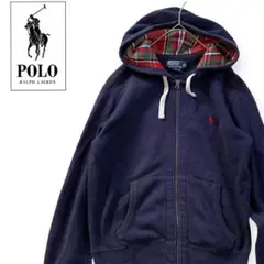 ポロバイラルフローレン　M ジップアップパーカー　ポニー刺繍　スウェット　紺