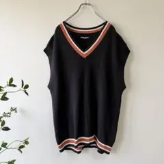 ロデオクラウンズ ワイドボウル ベスト L 濃紺 Vネック