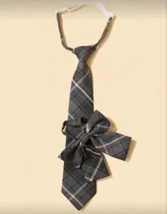 2枚セット レディースカジュアルチェック柄リボンタイとネクタイ
