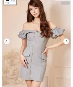 タグ付き新品　dazzy store パフスリーブオフショルミニドレスのサムネイル
