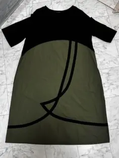 TRUBE バイカラー 半袖 ロングワンピース