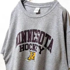 ギルダン ミネソタホッケー ロゴ Tシャツ グレー 灰色 古着