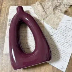 モダンデザイン 陶器製 フラワーベース 花瓶 ボルドー　ヴィンテージのサムネイル