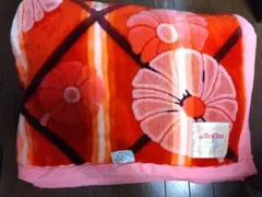 アクリル2枚合わせ毛布　 赤系花柄　シングル　約150×200