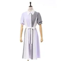 アクシーズファム ストライプ切り替えワンピース シャツワンピ