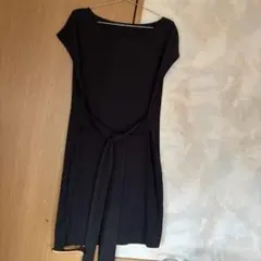 値下　ivory court ウエストリボン付　黒　フレンチスリーブチュニックのサムネイル