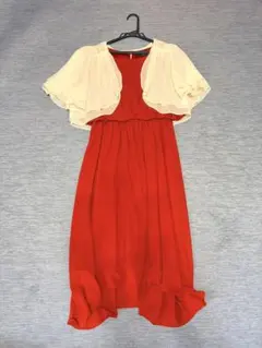 レディース ドレス レッド ボレロセット