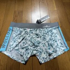 新品　WOLLOW ボクサーパンツ L シームレス ブルー　フラワー柄