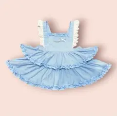 美品 メゾピアノ 80 夏物 ワンピース エプロン Y2K 平成レトロ 女児のサムネイル