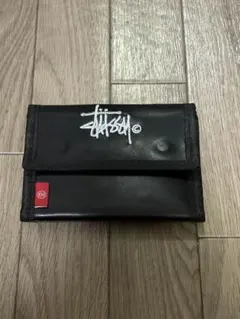 STUSSY 三つ折り財布 ウォレット 黒 ロゴ刺繍 ストックロゴ