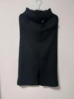 【美品】スリット入りタイトスカート　ブラック　Mサイズ　ベルト付き　ウエストゴム