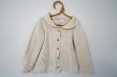 H&M コットンリブ編み カーディガン アイボリー 74㎝