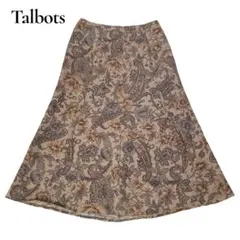 【良品】Talbots/ロングスカート/花柄/濃ベージュ/上品/マーメイド/裏地のサムネイル