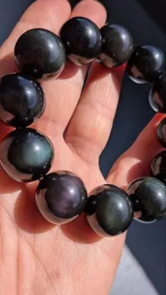 天然石 メキシコ産 レインボーオブシディアンブレスレット