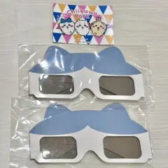 ハチワレ　3Dメガネ　ステッカー　3点セット
