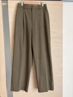 UNIQLO ユニクロ タックワイドパンツ 丈長め オリーブ Mサイズ