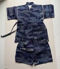 ネイビー 鯨模様 甚平 セット 95cm コットン
