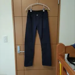 ネイビー ストレートパンツ ゴムウエスト 160cm ストレッチ