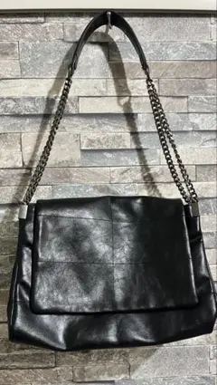 【ZARA】美品 レザー ブラック ショルダーバッグ