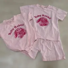 ラビット ロンパース Tシャツセット 100cm 70cmお揃い