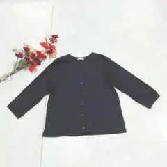 24295【グラシア】レディース ショート丈 ニット カーディガン ブラック L