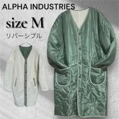 アルファインダストリーズ リバーシブル キルティング ボア コート M カーキ