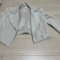 ベージュ スエード風ライダースジャケット