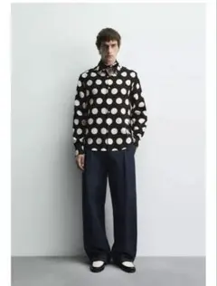タグ付き新品★ZARAのドット柄シャツHARRY LAMBERT★Sサイズ★黒色