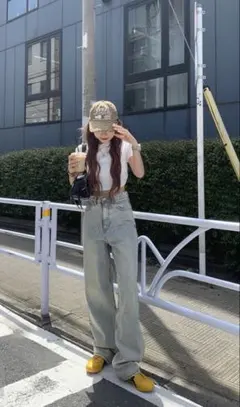 ライトブルーワイドレッグデニムパンツ　GRL cu509