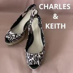 【チャールズ&キース】アニマル柄ウェッジソールサンダル＊36