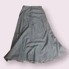 ロングスカート チェック フレア 白黒
