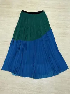 ZARA バイカラー プリーツスカート グリーン×ブルーのサムネイル
