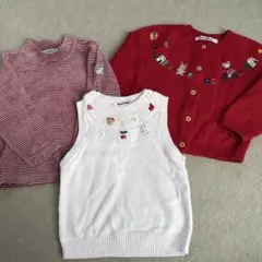 familiar 刺繍ベスト カーディガン トップス セット