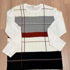 【THE SHOP TK】薄手のブロックカラーニットソー