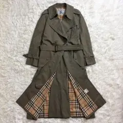 バーバリー　トレンチコート　ロング　玉虫　ベルト完備　ノバチェック　白タグ　M