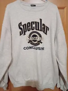 グレー プリント オーバーサイズ トレーナー