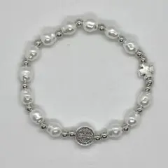 Brandy Melville パールブレスレット シルバー 十字架